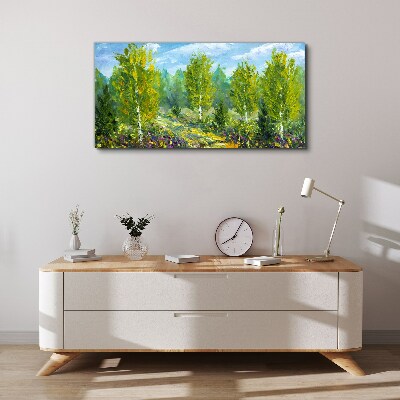 Tableau toile imprimée Arbres printaniers dans le vert