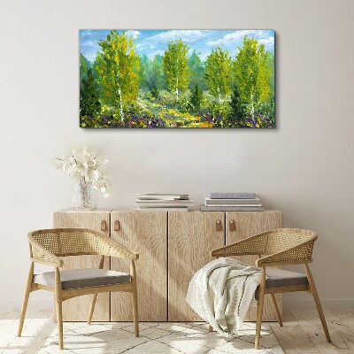 Tableau toile imprimée Arbres printaniers dans le vert