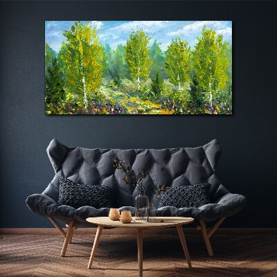 Tableau toile imprimée Arbres printaniers dans le vert