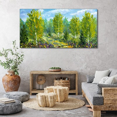 Tableau toile imprimée Arbres printaniers dans le vert