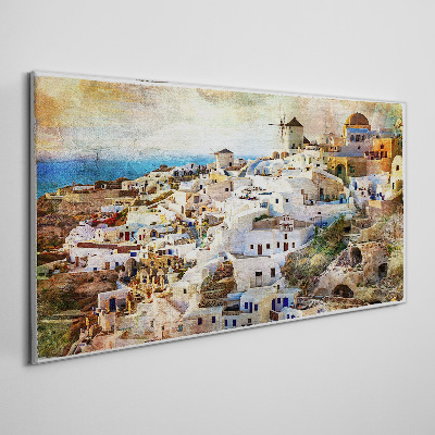 Tableau sur toile Santorin au soleil