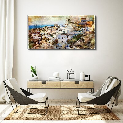 Tableau sur toile Santorin au soleil