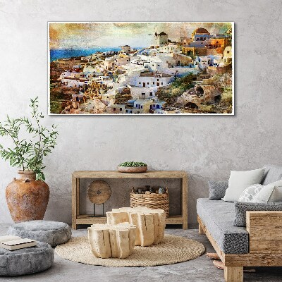 Tableau sur toile Santorin au soleil