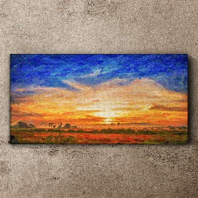 Tableau imprimé sur toile Coucher de soleil sur le paysage rural