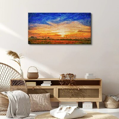 Tableau imprimé sur toile Coucher de soleil sur le paysage rural