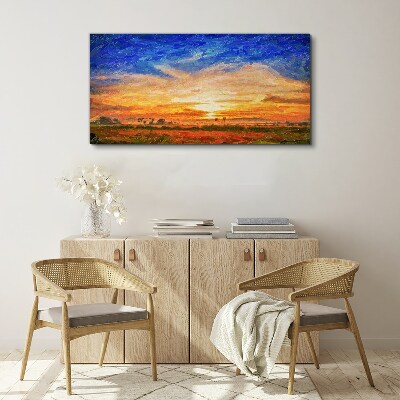 Tableau imprimé sur toile Coucher de soleil sur le paysage rural