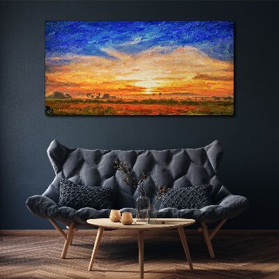 Tableau imprimé sur toile Coucher de soleil sur le paysage rural