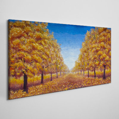 Tableau imprimé sur toile Ruelles dorées dans le paysage d'automne