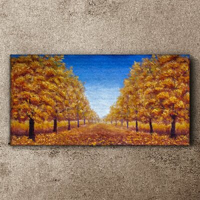 Tableau imprimé sur toile Ruelles dorées dans le paysage d'automne