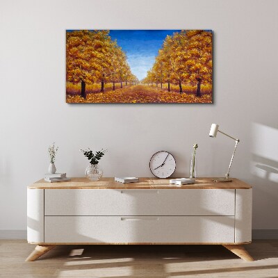 Tableau imprimé sur toile Ruelles dorées dans le paysage d'automne