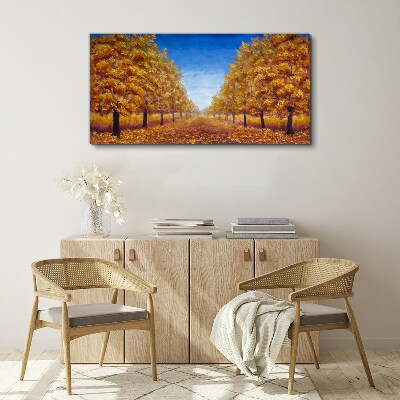 Tableau imprimé sur toile Ruelles dorées dans le paysage d'automne