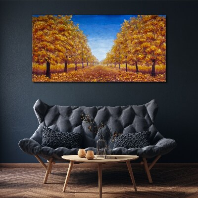 Tableau imprimé sur toile Ruelles dorées dans le paysage d'automne