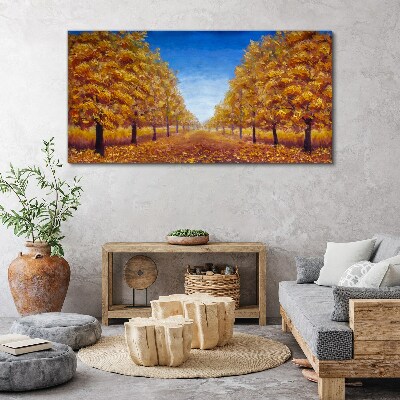 Tableau imprimé sur toile Ruelles dorées dans le paysage d'automne