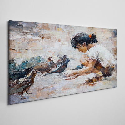 Tableau imprimé sur toile Enfance parmi les oiseaux