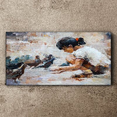 Tableau imprimé sur toile Enfance parmi les oiseaux