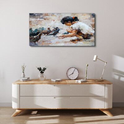 Tableau imprimé sur toile Enfance parmi les oiseaux