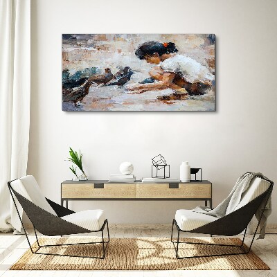 Tableau imprimé sur toile Enfance parmi les oiseaux
