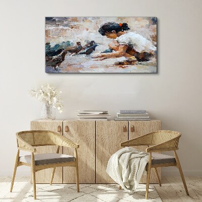 Tableau imprimé sur toile Enfance parmi les oiseaux