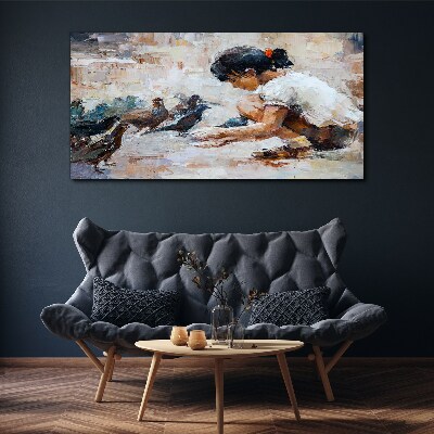 Tableau imprimé sur toile Enfance parmi les oiseaux