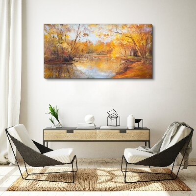 Tableau sur toile Paysage d'automne au bord de la rivière
