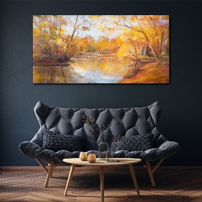 Tableau sur toile Paysage d'automne au bord de la rivière