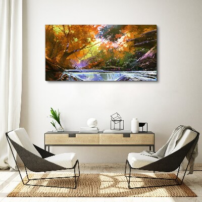 Tableau toile imprimée Paysage d'automne au bord de la rivière