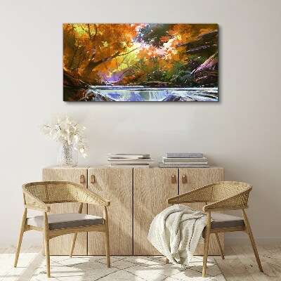 Tableau toile imprimée Paysage d'automne au bord de la rivière