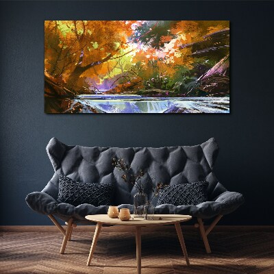 Tableau toile imprimée Paysage d'automne au bord de la rivière