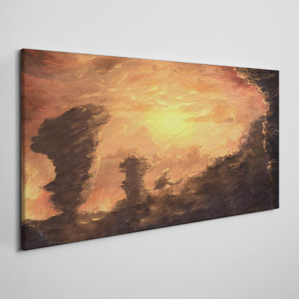 Tableau sur toile Coucher de soleil au-dessus des nuages