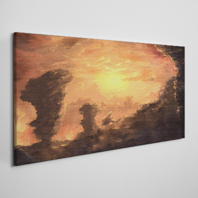 Tableau sur toile Coucher de soleil au-dessus des nuages