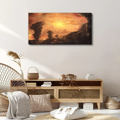 Tableau sur toile Coucher de soleil au-dessus des nuages