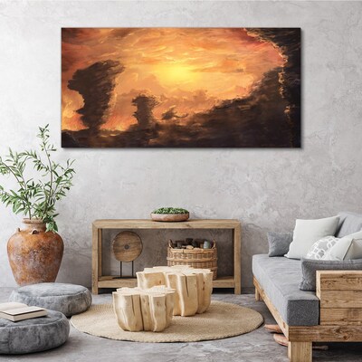 Tableau sur toile Coucher de soleil au-dessus des nuages