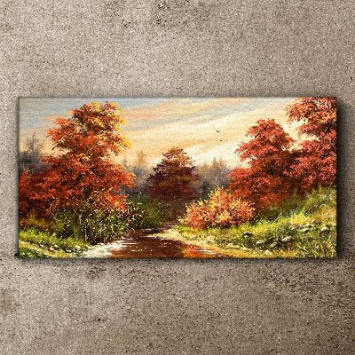 Tableau sur toile Paysage d'automne avec une rivière