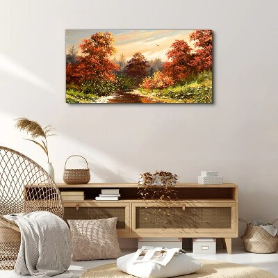 Tableau sur toile Paysage d'automne avec une rivière