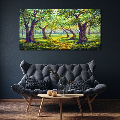 Tableau toile imprimée Un bosquet vert sous les rayons du soleil