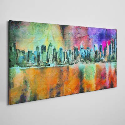 Tableau imprimé sur toile Paysage urbain coloré à l'horizon