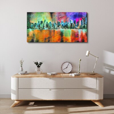 Tableau imprimé sur toile Paysage urbain coloré à l'horizon