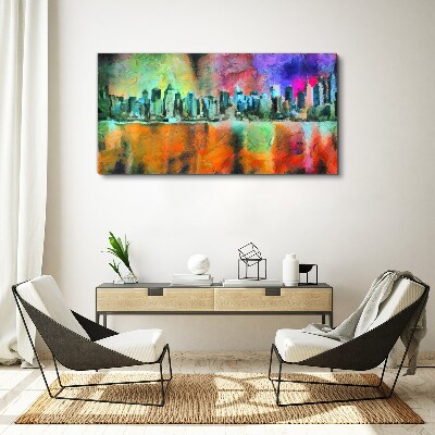 Tableau imprimé sur toile Paysage urbain coloré à l'horizon