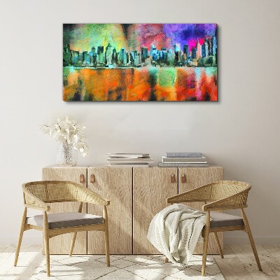 Tableau imprimé sur toile Paysage urbain coloré à l'horizon