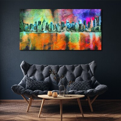 Tableau imprimé sur toile Paysage urbain coloré à l'horizon