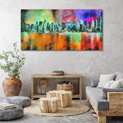 Tableau imprimé sur toile Paysage urbain coloré à l'horizon