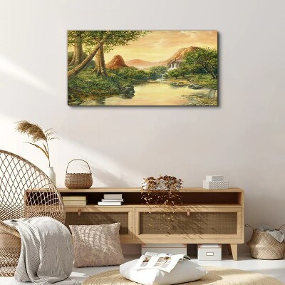 Tableau sur toile Un paysage paisible avec une rivière et des arbres