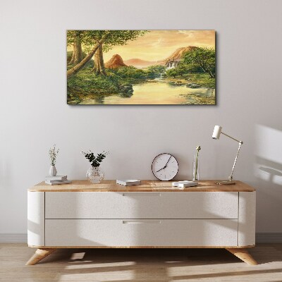 Tableau sur toile Un paysage paisible avec une rivière et des arbres