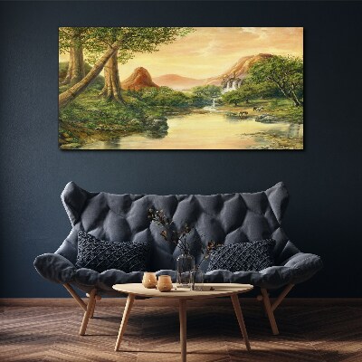 Tableau sur toile Un paysage paisible avec une rivière et des arbres