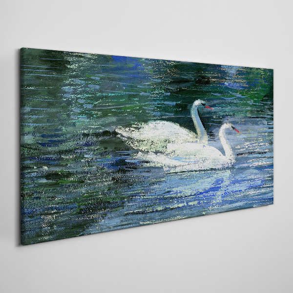 Tableau toile imprimée Eau calme avec des cygnes