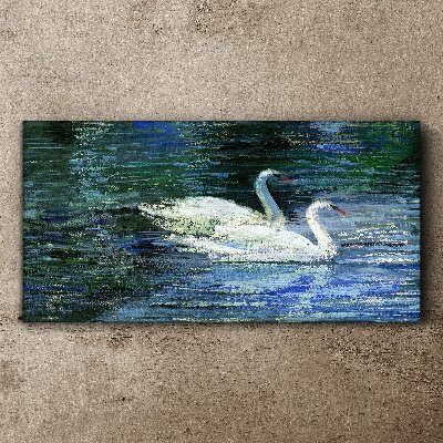 Tableau toile imprimée Eau calme avec des cygnes