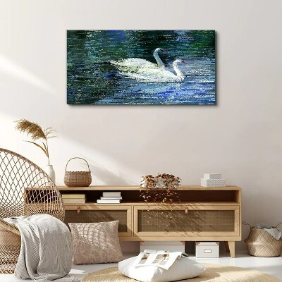 Tableau toile imprimée Eau calme avec des cygnes