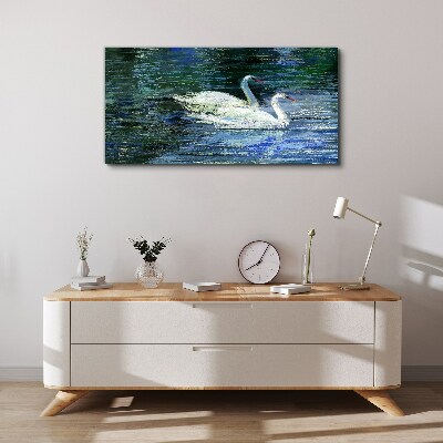 Tableau toile imprimée Eau calme avec des cygnes