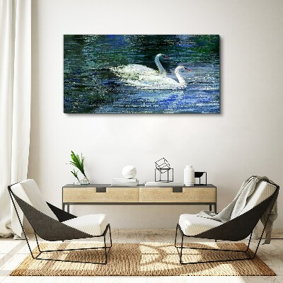 Tableau toile imprimée Eau calme avec des cygnes