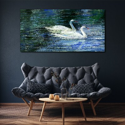 Tableau toile imprimée Eau calme avec des cygnes
